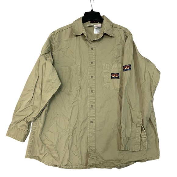 Rasco Fr Other - Rasco FR Men's 2XL-Reg Khaki Flame Resistant Work Shirt 100% Cotton Button Up